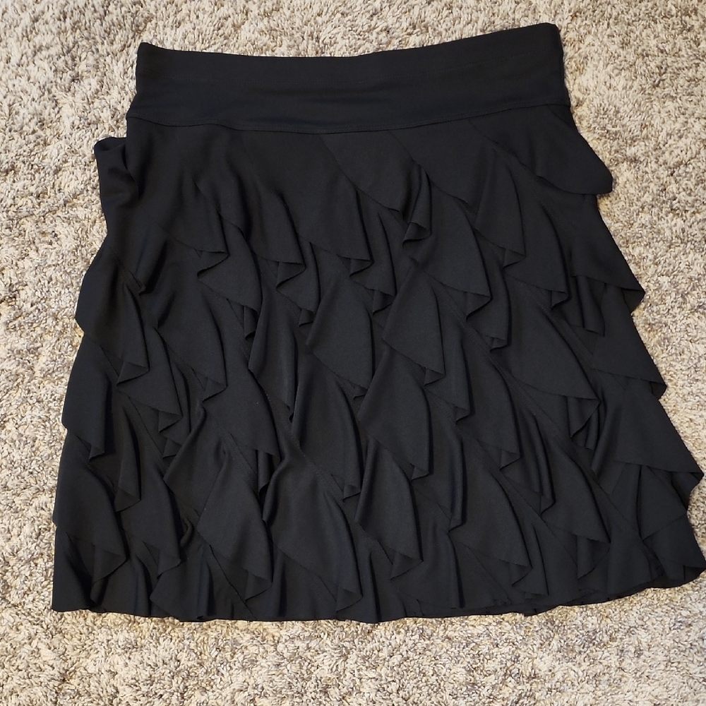 Elegant Black Ruffle Skirt